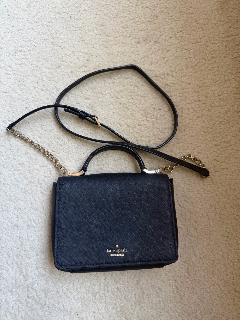 kate spade Black Saffiano Leather Mini Crossbody with Top Handle